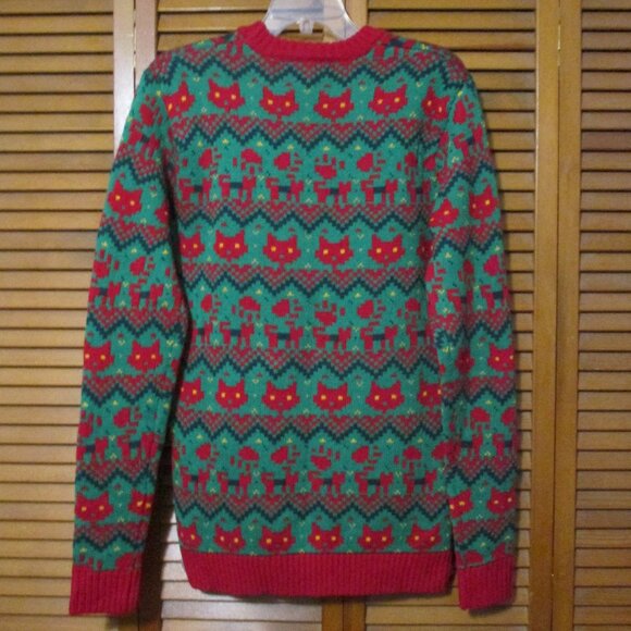 33 Degrees NEW Christmas sweater ugly w/cat in Elf suit soft & stretchy size M - Picture 8 of 11